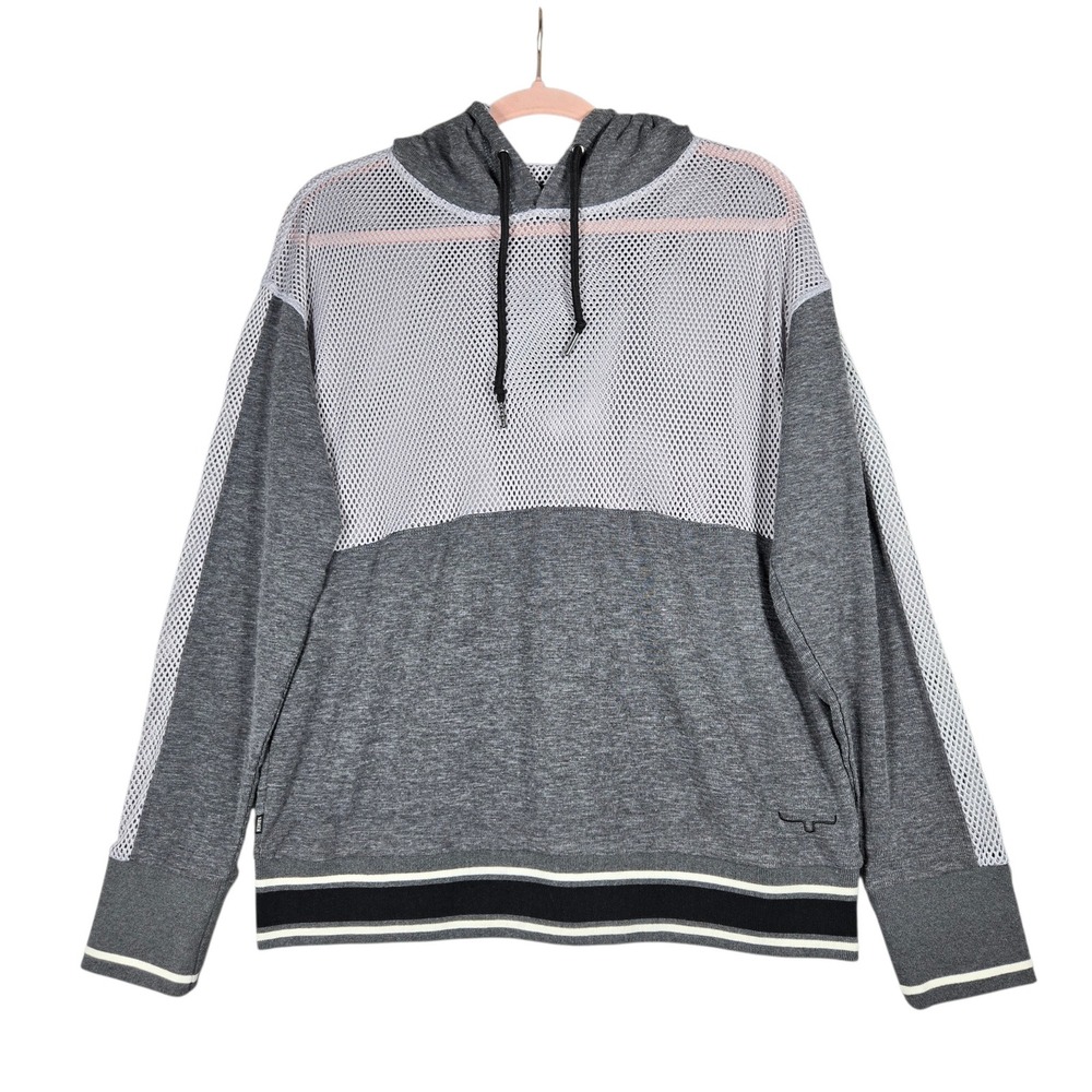 Kimes Ranch Somers Dream Hoodie Womens L Gray Mesh Lightweight Active Top